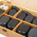 Набор массажных камней из базальта в коробке из бамбука (45шт.) H45TC2